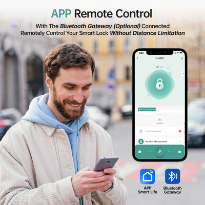 Fechadura inteligente de porta de alumínio com Wi-Fi e controle de teclado de entrada sem chave Tuya