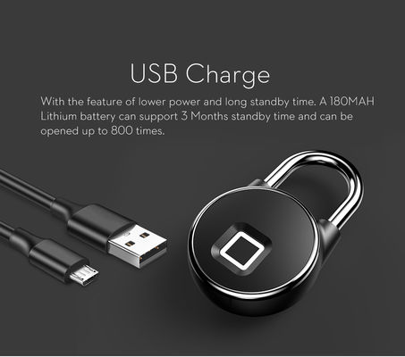 Garage Zinc Alloy Security Smart Lock com interface USB e reconhecimento de impressões digitais