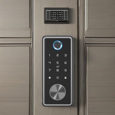 Fechadura de porta de impressão digital de liga de zinco prateado para escritório Wifi Tuya Network Compatível
