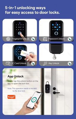 Casa Hotel Escritório Wifi Conectado Smart Lock Tuya Network Password Box Eletrônico Portão Metal Vidro IP65 Impermeável