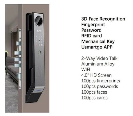 Bloqueio inteligente habilitado para WiFi com reconhecimento facial 3D e compatibilidade com o aplicativo U Smart go