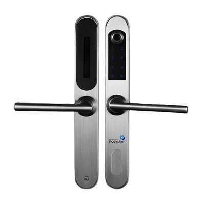 Impressão digital de aço inoxidável prateado Bluetooth fechadura de porta eletrônica inteligente para porta de madeira