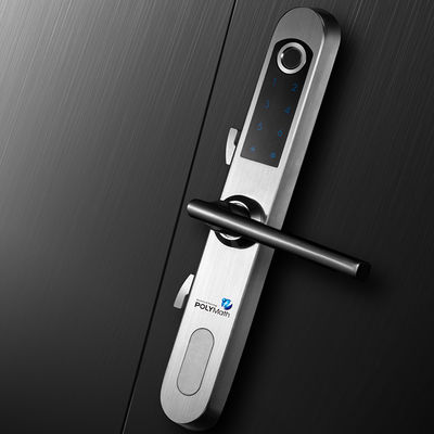 Impressão digital de aço inoxidável prateado Bluetooth fechadura de porta eletrônica inteligente para porta de madeira