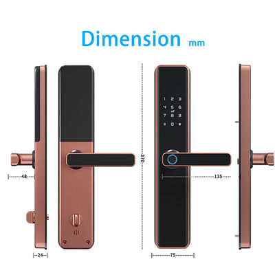 Fechadura de porta com impressão digital controlada por APP para portas de aço de madeira de alumínio Tuya Smart TT Lock