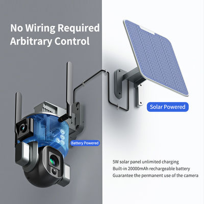 Vigilância sem fio WIFI com câmera solar 4K dupla 10X zoom óptico e visão noturna