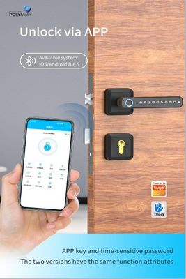 Impressão digital de porta de madeira Senha fechadura inteligente Desbloqueio rápido Código digital Conectividade WiFi