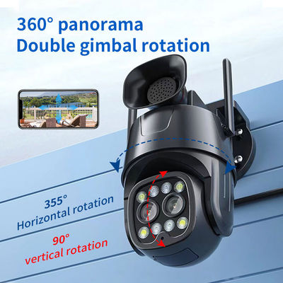 Câmera de rede de lentes duplas 1080P com zoom óptico 8X e proteção 360°