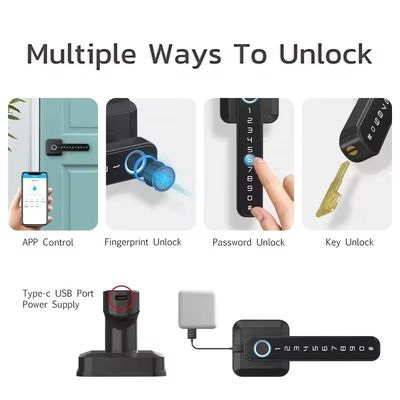 Cartão de memória armazenamento de dados fechadura inteligente para porta de madeira IP66 à prova d'água Wifi impressão digital