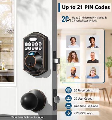 Entrada sem chave Impressão digital Bloqueio de porta Tuya Cartão de memória inteligente Opção de armazenamento de dados Cinza