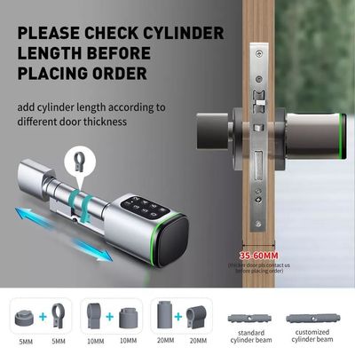 Segure a sua porta de Euro Profile Prateado com Tuya impressão digital mini fechadura de cilindro
