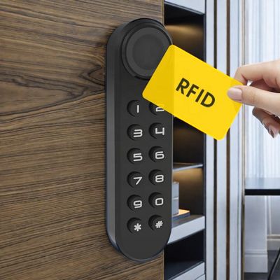 Fechadura de gabinete inteligente de porta de vidro com rede de dentes azuis e RFID sem chave eletrônica