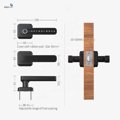 Estilo de liga de zinco impressão digital fechadura de porta com Tuya Wifi App desbloquear método impressão digital