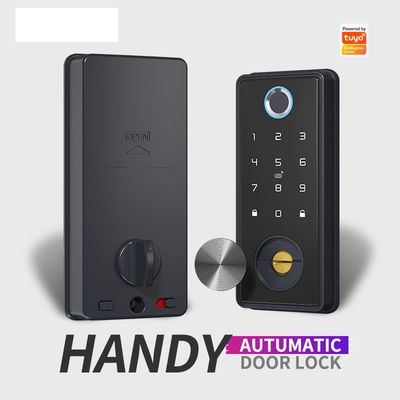 Black Smart WiFi Tuya Impressão digital da porta desbloquear com código APP e impressão digital