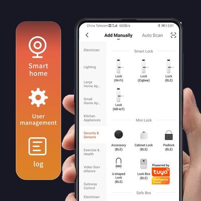 Porta de alumínio TUYA Smart Lock com reconhecimento de impressões digitais e armazenamento de cartão de memória