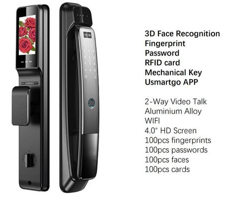 Segurança aprimorada, reconhecimento facial 3D, fechadura de porta inteligente com câmera e conectividade Wi-Fi