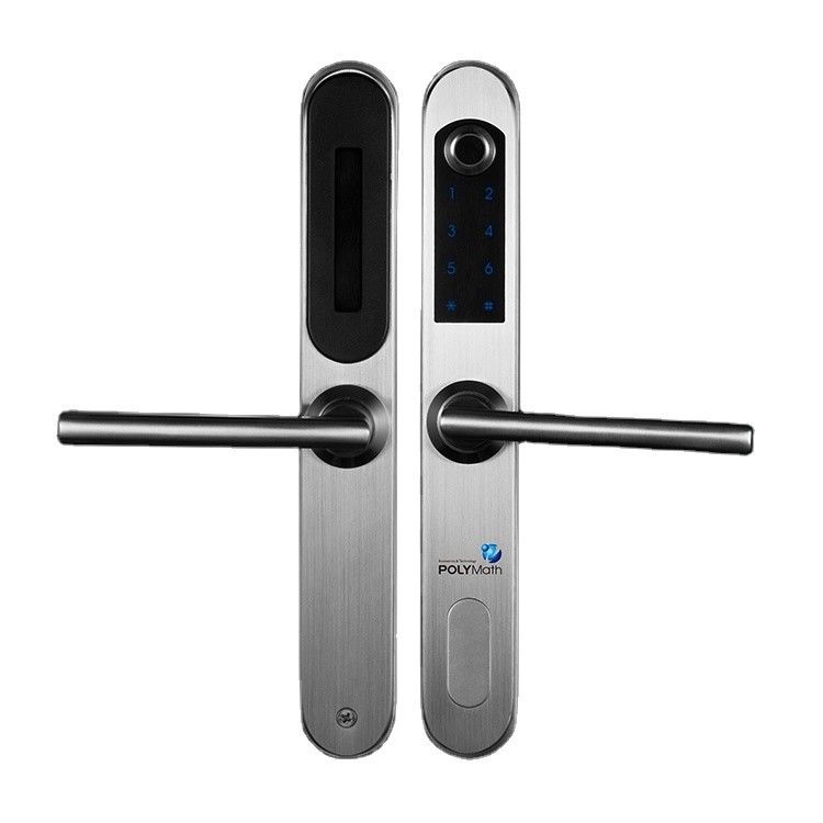 Impressão digital de aço inoxidável prateado Bluetooth fechadura de porta eletrônica inteligente para porta de madeira