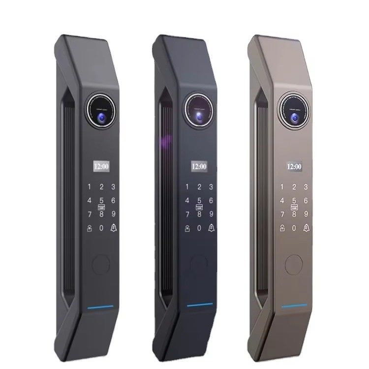 Cartão Desbloquear Smart Doorlock com Câmera Automático Olho de Gato e impressão digital APP Intercom