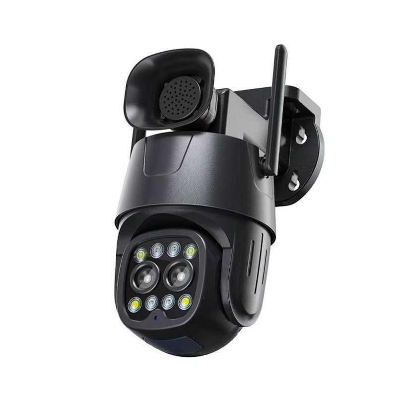 Câmera de rede de lentes duplas 1080P com zoom óptico 8X e proteção 360°