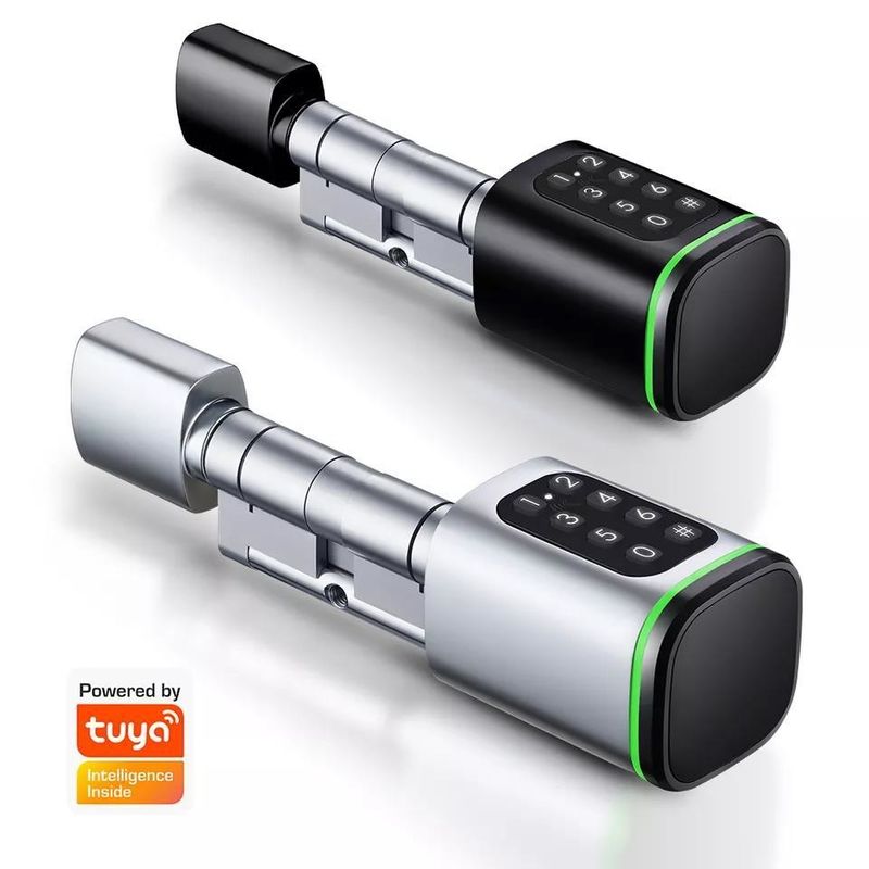 35-45mm Espessura da porta Tuya App Desbloquear Smart Digital Electronic Cylindrical Door Lock